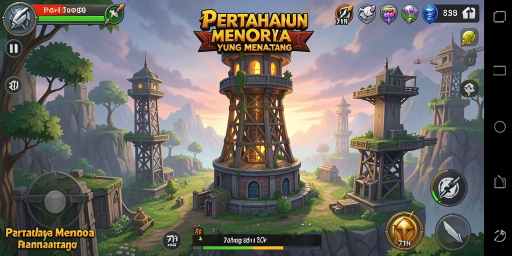 Screenshot utama 71H menunjukkan aksi seru dalam permainan Tower Defense.
