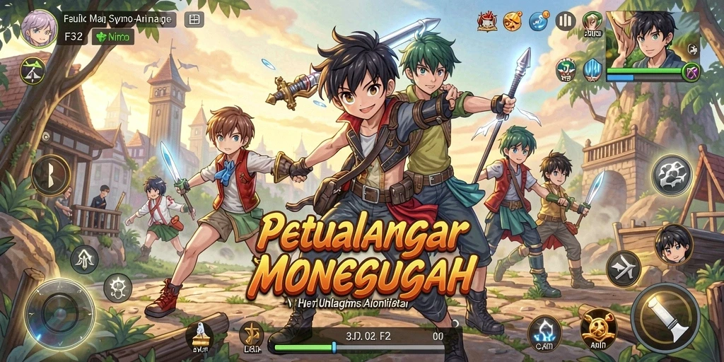 Menampilkan aksi seru dalam game Anime F32.