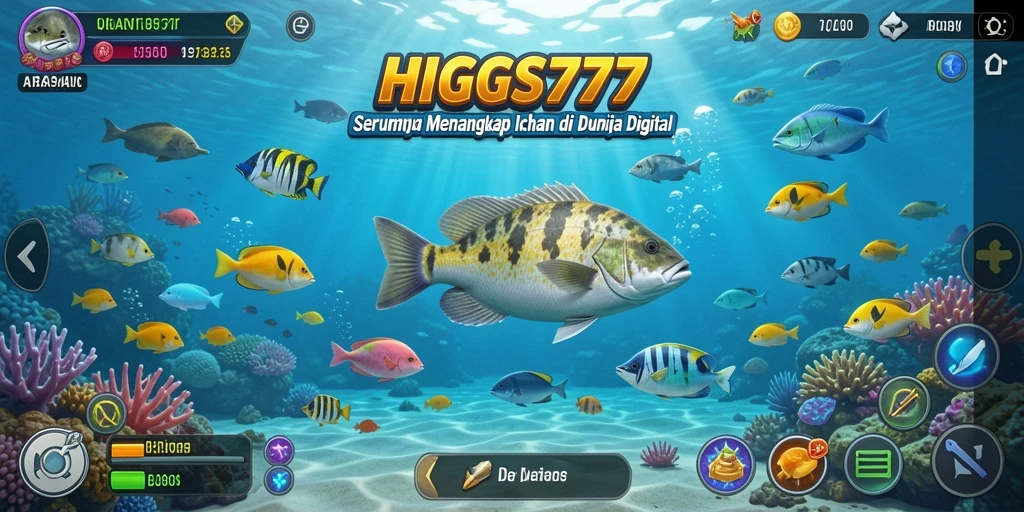 Screenshot gameplay HIGGS777 yang menunjukkan aksi memancing yang menarik dan realistis.