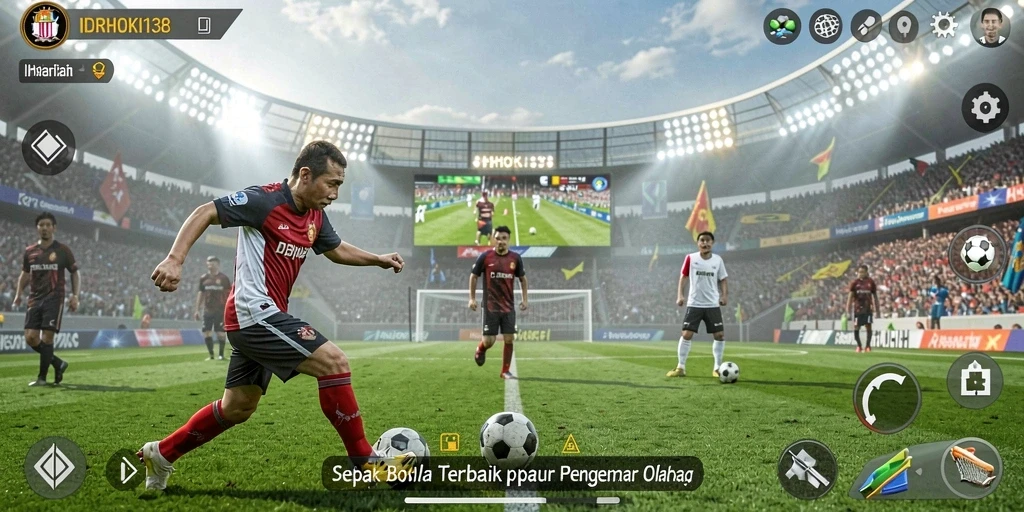 Screenshot menunjukkan pemain sepak bola dalam aksi di lapangan.