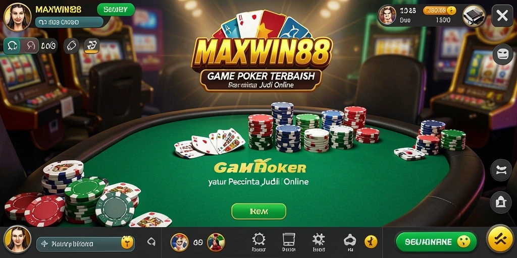 Tampilan gameplay Poker yang mengasyikkan di MAXWIN88.