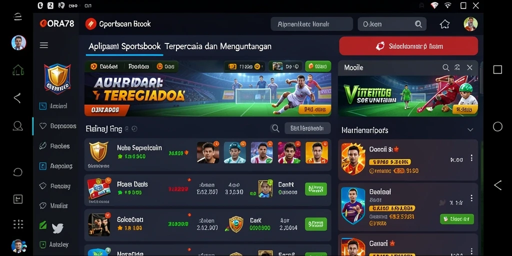 Screenshot gameplay ORA78 menampilkan taruhan olahraga yang menarik.