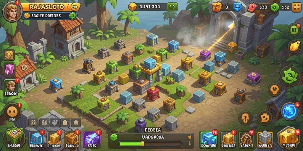 Tampilan gameplay RAJASLOTO yang penuh aksi dalam Tower Defense.