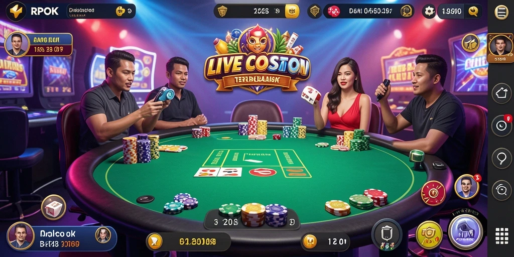 Tampilan gameplay <strong>RPOK</strong> dengan dealer langsung dalam aksi.