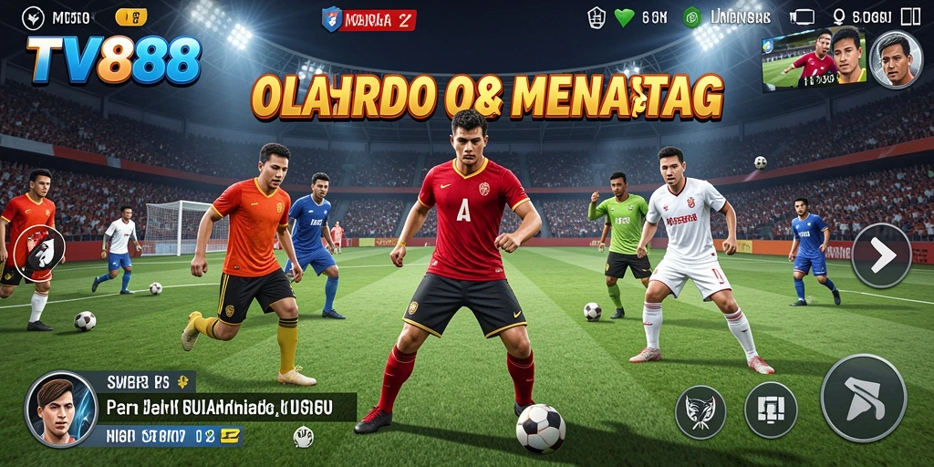 Screenshot gameplay TV888 menampilkan aksi seru pertandingan olahraga.