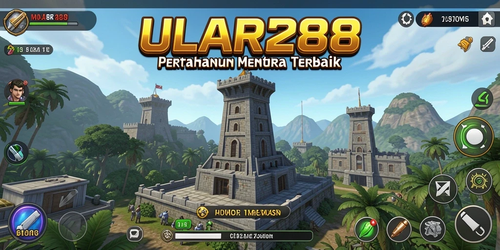 Screenshot dari gameplay ULAR288 yang menampilkan strategi menara pertahanan.
