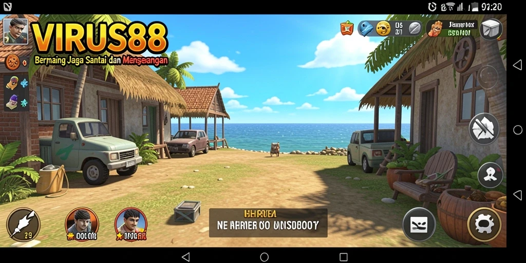 Tampilan gameplay <strong>VIRUS88</strong> yang menarik dan penuh warna.