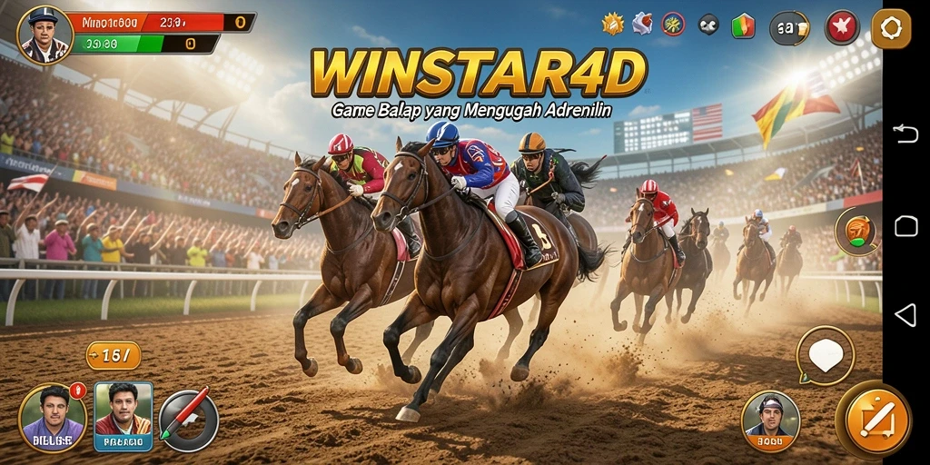 Tampilan screenshot WINSTAR4D menampilkan aksi balapan yang mendebarkan.